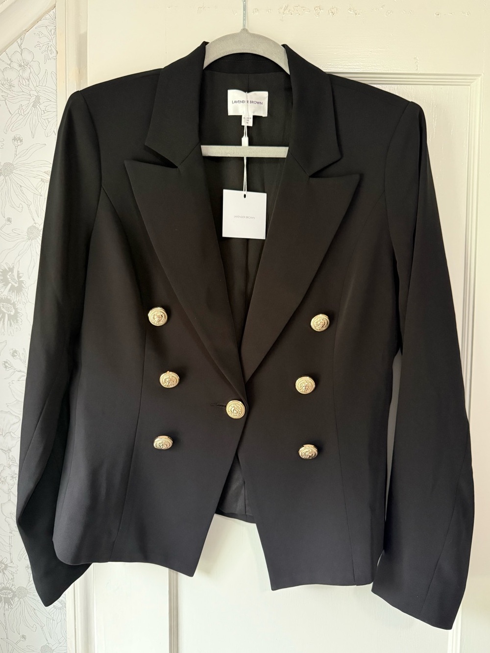 NWT Lavender Brown Black Callie Double Breasted Blazer Jacket Medium